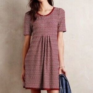 Anthropologie Maeve women’s Dora Maroon textured weave a-line dress size XS